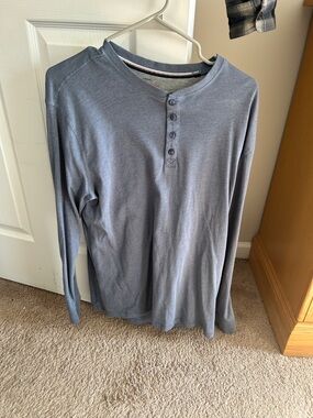 Men's Long-Sleeve Henley Shirt - Slate Blue